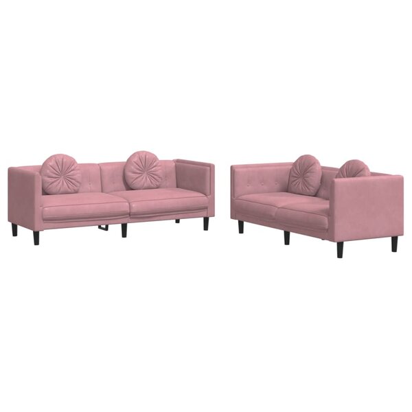 vidaXL Ensemble de canapés 2 Pièces avec coussins rose velours