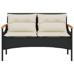 vidaXL Salon de jardin 4 Pièces avec coussins noir résine tressée