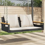 vidaXL Balancelle avec coussins noir 109x62x40 cm résine tressée