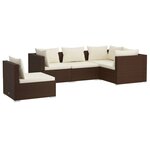 Salon de jardin meuble d'extérieur ensemble de mobilier 5 pièces avec coussins résine tressée marron 02_0016469