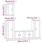 vidaXL Ensemble de meubles TV 5 Pièces Blanc brillant Bois d'ingénierie