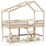 vidaXL Lit superposé et échelle et toit 90x190 cm bois de pin massif