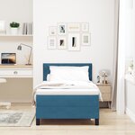 vidaXL Lit à Sommier avec Matelas & LED Bleu Foncé 90x200 cm Velours
