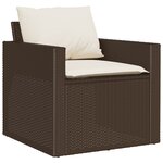 vidaXL Salon de jardin 4 Pièces avec coussins marron résine tressée