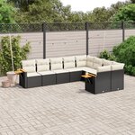 vidaXL Salon de jardin 9 Pièces avec coussins noir résine tressée