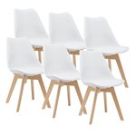 Lot de 6 chaises de salle à manger similicuir hêtre blanc 03_0006778