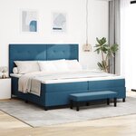 vidaXL Lit à ressort avec matelas et banc bleu nuit 200x200 cm velours