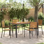 Ensemble de salle à manger jardin vidaXL 5 pièces en poly rotin noir et acacia