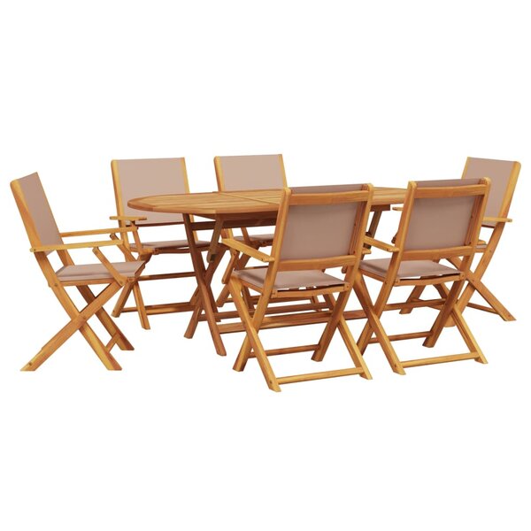 vidaXL Ensemble à manger de jardin 7 Pièces taupe tissu et bois massif