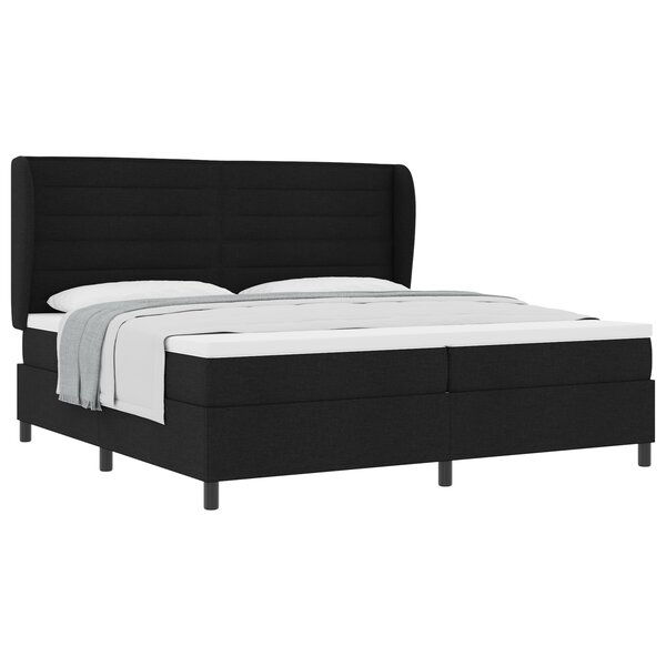 Lit box spring vidaXL avec matelas noir 200x200 cm en tissu