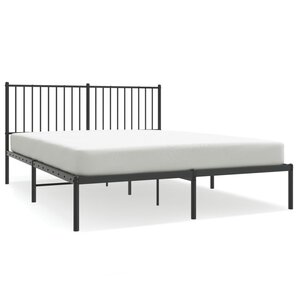vidaXL Cadre de lit métal avec tête de lit noir 150x200 cm