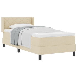 Lit Box Spring vidaXL avec Matelas Crème 100x200 cm Tissu