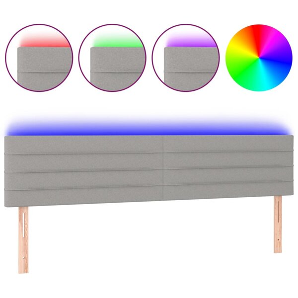 vidaXL Tête de lit à LED Gris clair 160x5x78/88 cm Tissu