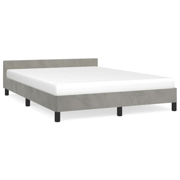 vidaXL Cadre de lit avec tête de lit Gris clair 140x200 cm