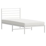 vidaXL Cadre de lit métal sans matelas avec tête de lit blanc 90x190cm