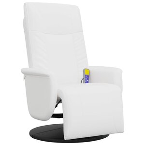 vidaXL Fauteuil inclinable de massage repose-pieds blanc similicuir