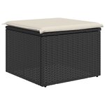 vidaXL Tabouret de jardin avec coussin noir 55x55x37 cm résine tressée