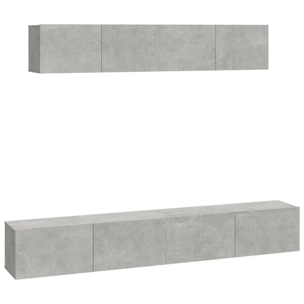 vidaXL Ensemble de meubles TV 4 Pièces Gris béton Bois d'ingénierie