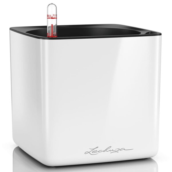 Lechuza jardinière de table cube glossy 16 all-in-one blanc brillant
