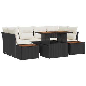 Set de 6 Canapés de Jardin avec Coussins en Rattan Noir