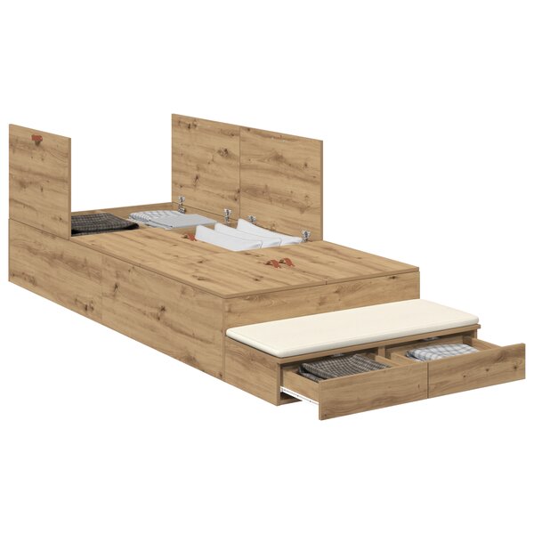 vidaXL Cadre de Lit de Rangement Artisan Chêne 90x200 cm