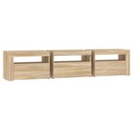 vidaXL Meuble TV avec lumières LED Chêne sonoma 180x35x40 cm