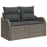 Ensemble de Canapés de Jardin de 7 Pièces avec Coussins en Poly Rotin Gris Acacia
