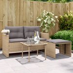 vidaXL Salon de jardin avec coussins 3 Pièces beige résine tressée