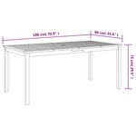 vidaXL Table à manger de jardin 180x90x75 cm bois massif d'acacia