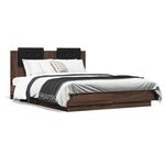 vidaXL Cadre de lit avec LED sans matelas chêne marron 135x190 cm
