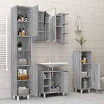 vidaXL Armoire à miroir de salle de bain Sonoma gris 80x20 5x64cm Bois