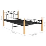 vidaXL Cadre de lit sans matelas noir métal bois chêne 100x200 cm