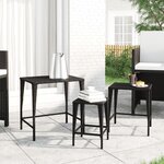 vidaXL Tables gigognes de jardin 3 Pièces noir résine tressée