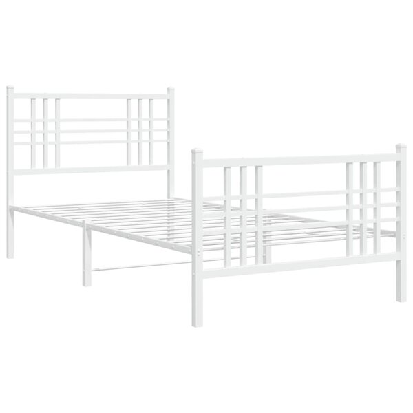 vidaXL Cadre de lit métal avec tête de lit/pied de lit blanc 107x203cm