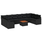 vidaXL Ensemble de Canapés de Jardin 11 pièces avec Coussins en Poly Rattan Noir