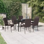 vidaXL Ensemble de salle à manger d'extérieur 7 Pièces Marron et noir