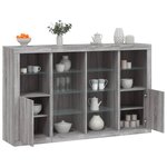 vidaXL Buffets avec lumières LED 3 Pièces sonoma gris bois d'ingénierie