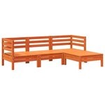 vidaXL Canapé de jardin 3 places repose-pied cire marron bois massif