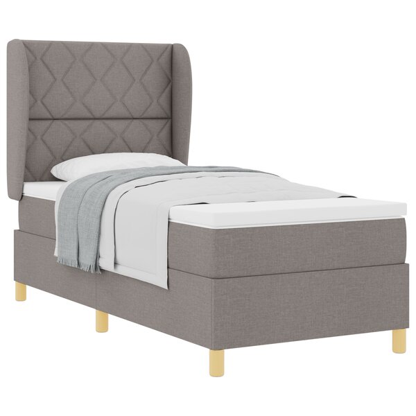 Lit Box Spring vidaXL avec Matelas Taupe 90x190 cm en Tissu
