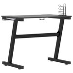 vidaXL Bureau de jeu à LED avec pieds en forme de Z Noir 90x60x75 cm