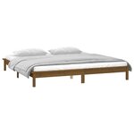 vidaXL Cadre de lit à LED marron miel 200x200 cm bois massif