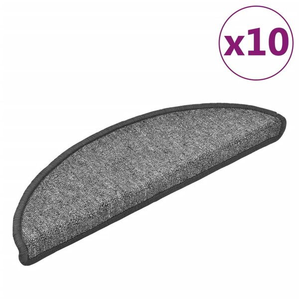 vidaXL Tapis d'escalier 10 Pièces 56x17x3 cm Gris foncé