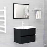 vidaXL Armoire d'évier avec lavabo intégré Noir Aggloméré