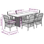 vidaXL Ensemble à manger de jardin et coussins 7 Pièces beige poly rotin