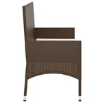 vidaXL Banc de jardin à 2 places avec coussins Marron Résine tressée