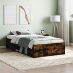 vidaXL Cadre de lit chêne fumé 100x200 cm