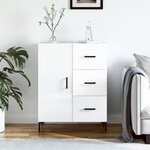 vidaXL Buffet Blanc brillant 69 5x34x90 cm Bois d'ingénierie