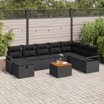 Ensemble de canapé de jardin de 9 pièces avec coussins en rotin poly noir