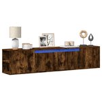vidaXL Meuble TV mural avec LED chêne fumé 180x31x39 5 cm