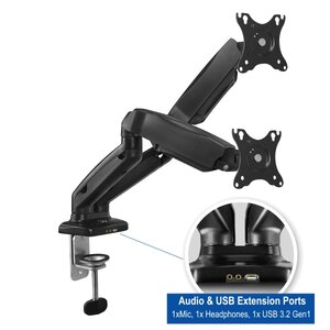 Support de bureau Ewent pour deux écrans de 13 à 34 pouces – VESA max. 100 x 100 – Jusqu'à 9 kg – Noir